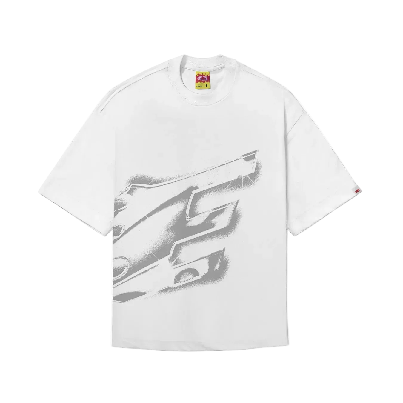 CAMISETA BOXY "FIRE-CHROME" BRANCA