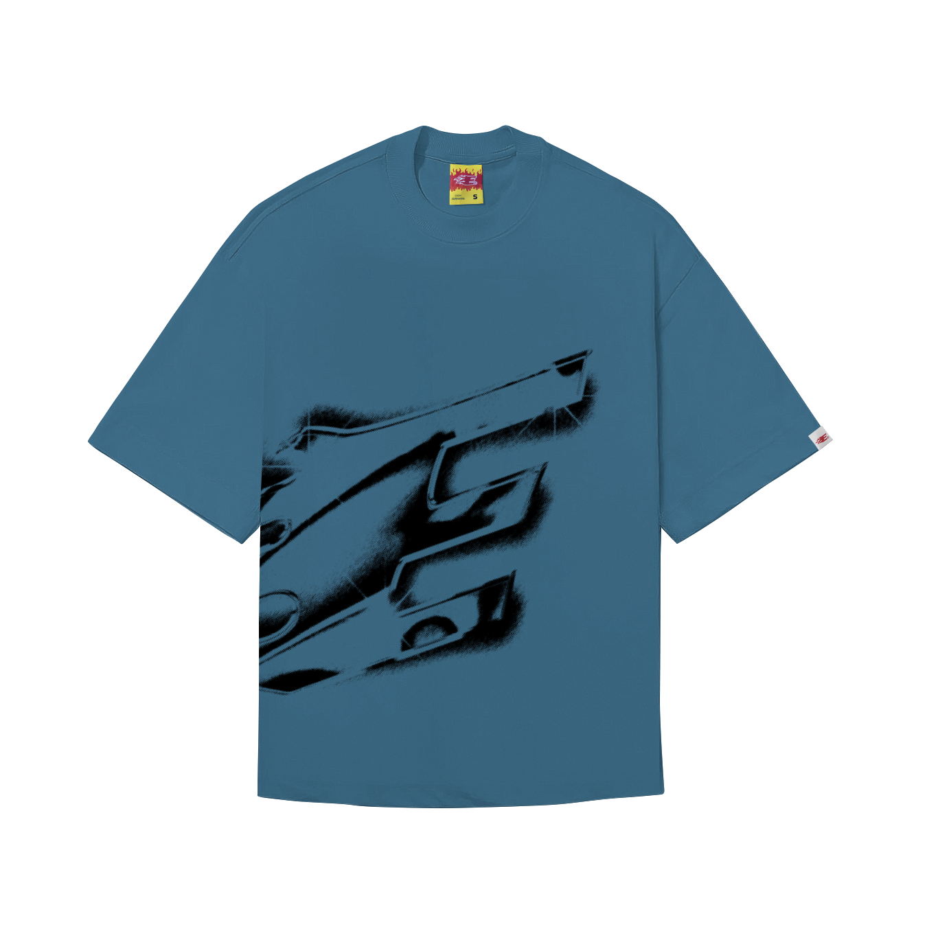 CAMISETA BOXY "FIRE-CHROME" AZUL