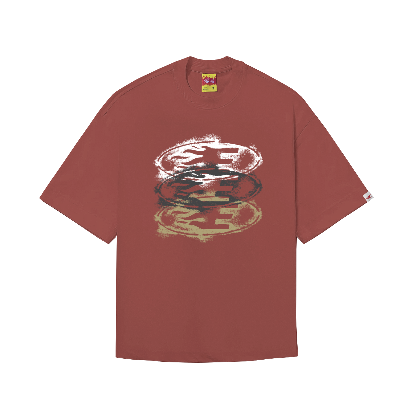 CAMISETA BOXY "STENCIL" BORDO