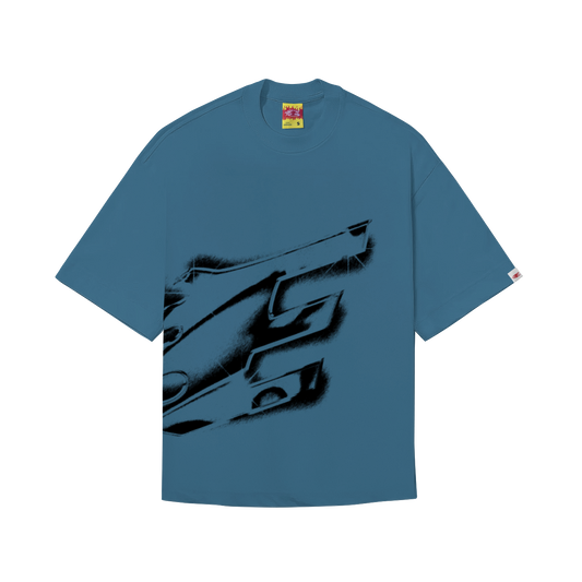 CAMISETA BOXY "FIRE-CHROME" AZUL