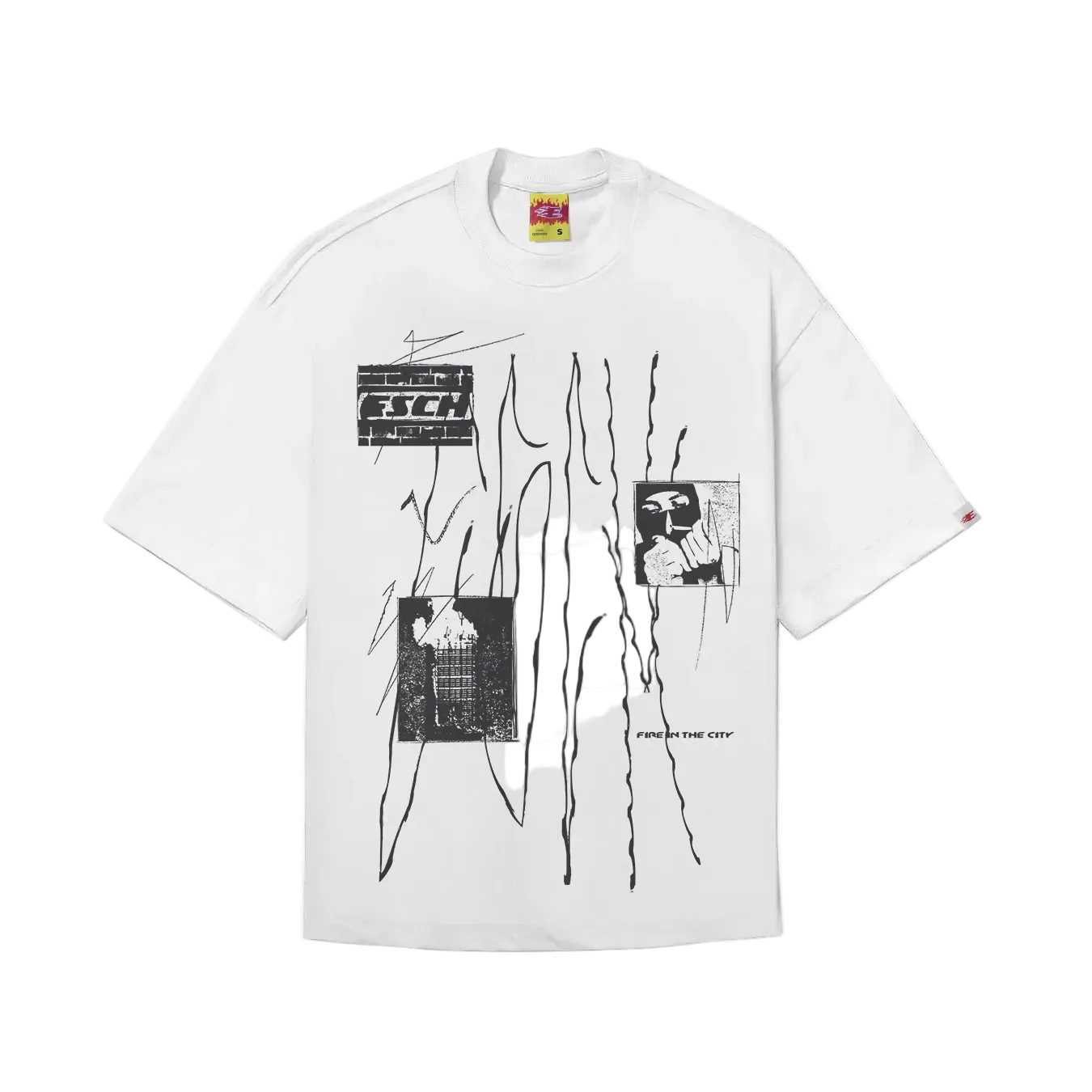 CAMISETA BOXY "FIRE-IN-THE-CITY" BRANCA