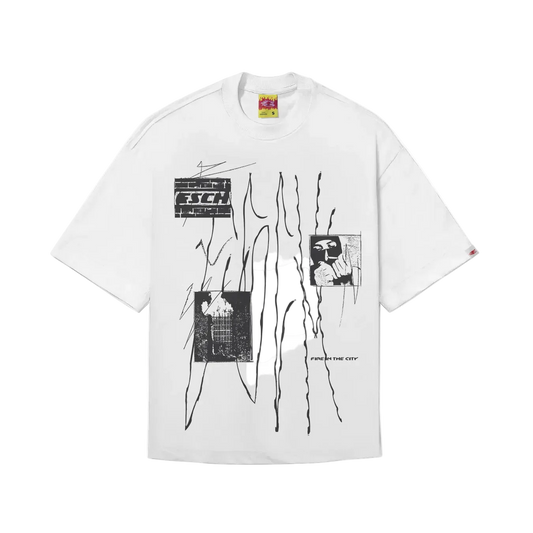 CAMISETA BOXY "FIRE-IN-THE-CITY" BRANCA