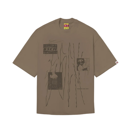 CAMISETA BOXY "FIRE-IN-THE-CITY"  MARROM