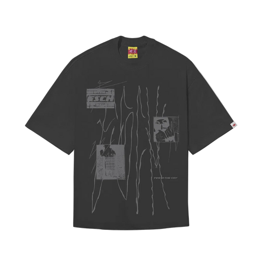 CAMISETA BOXY "FIRE-IN-THE-CITY" PRETA