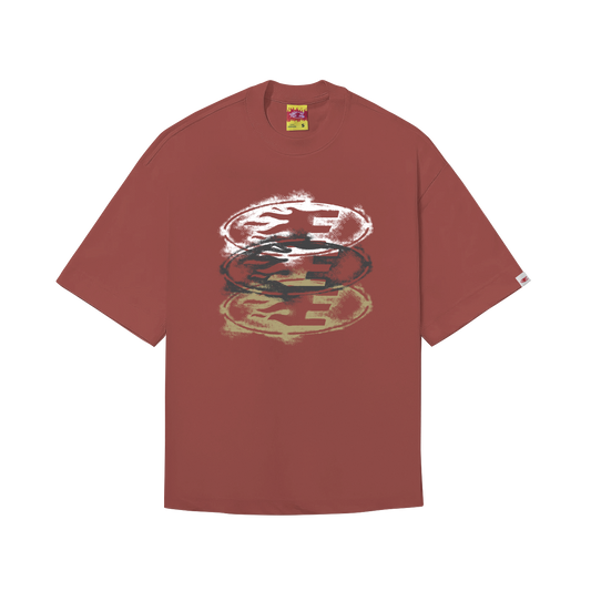 CAMISETA BOXY "STENCIL"  BORDO